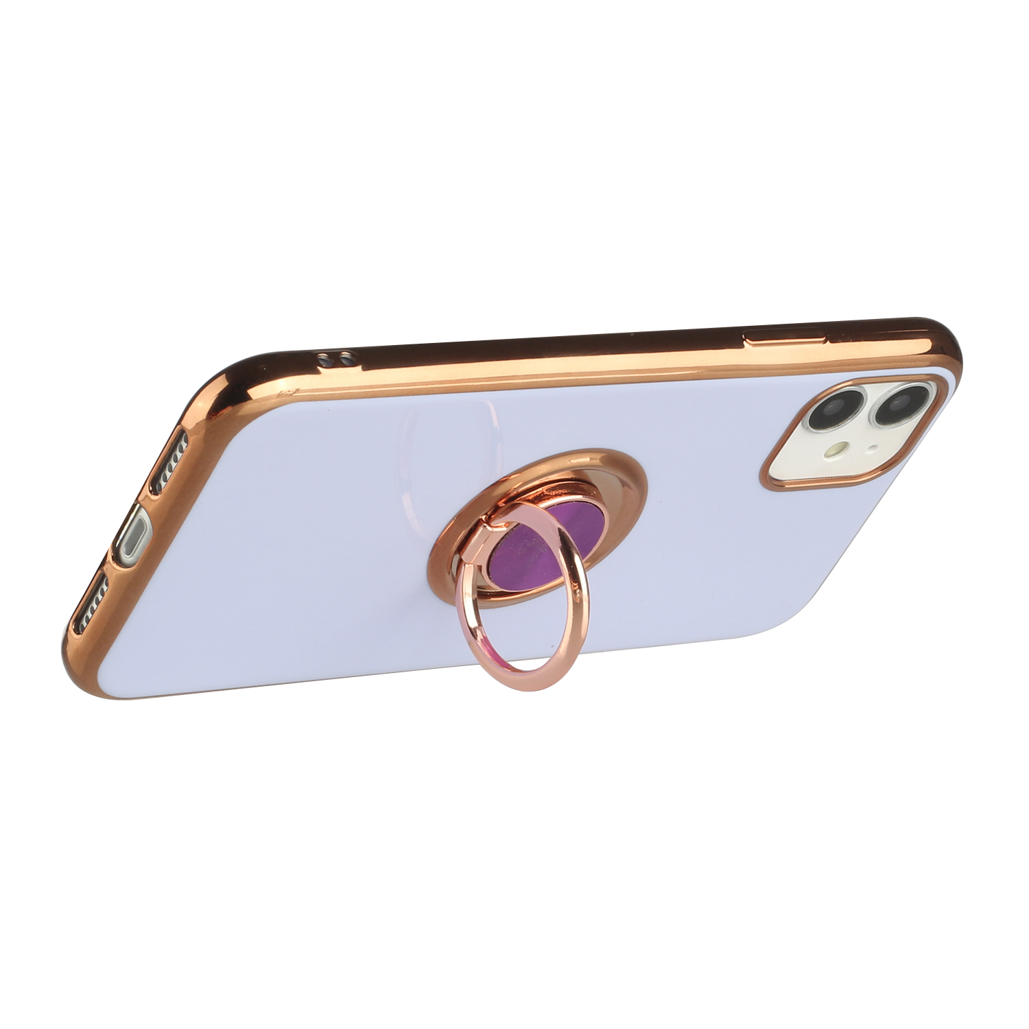 For Apple iPhone 11 Slim Hybrid Metal Ring Stand Electroplated Edges Case Cover - Picture 15 of 36