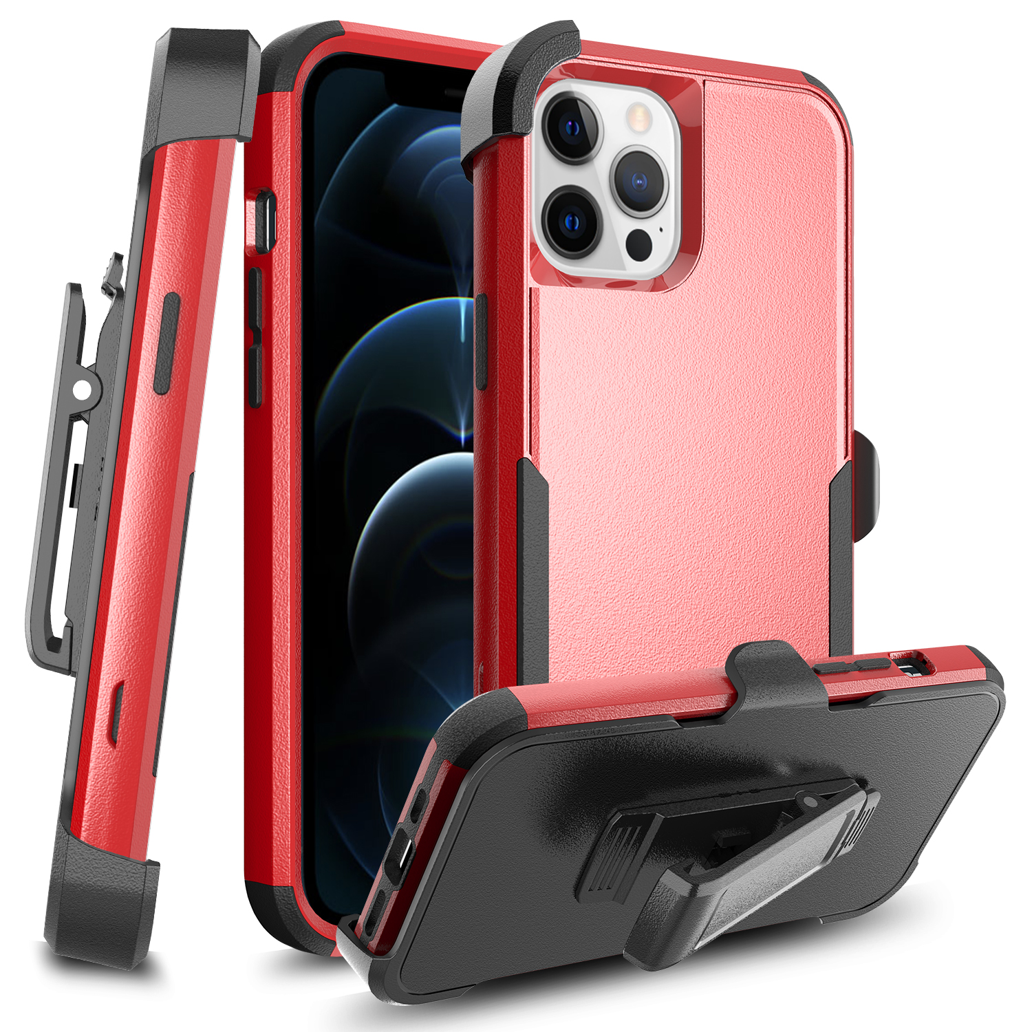 For Apple iPhone 11 Hybrid Shockproof 360° Belt Clip Stand & Holster Case Cover - Picture 29 of 37