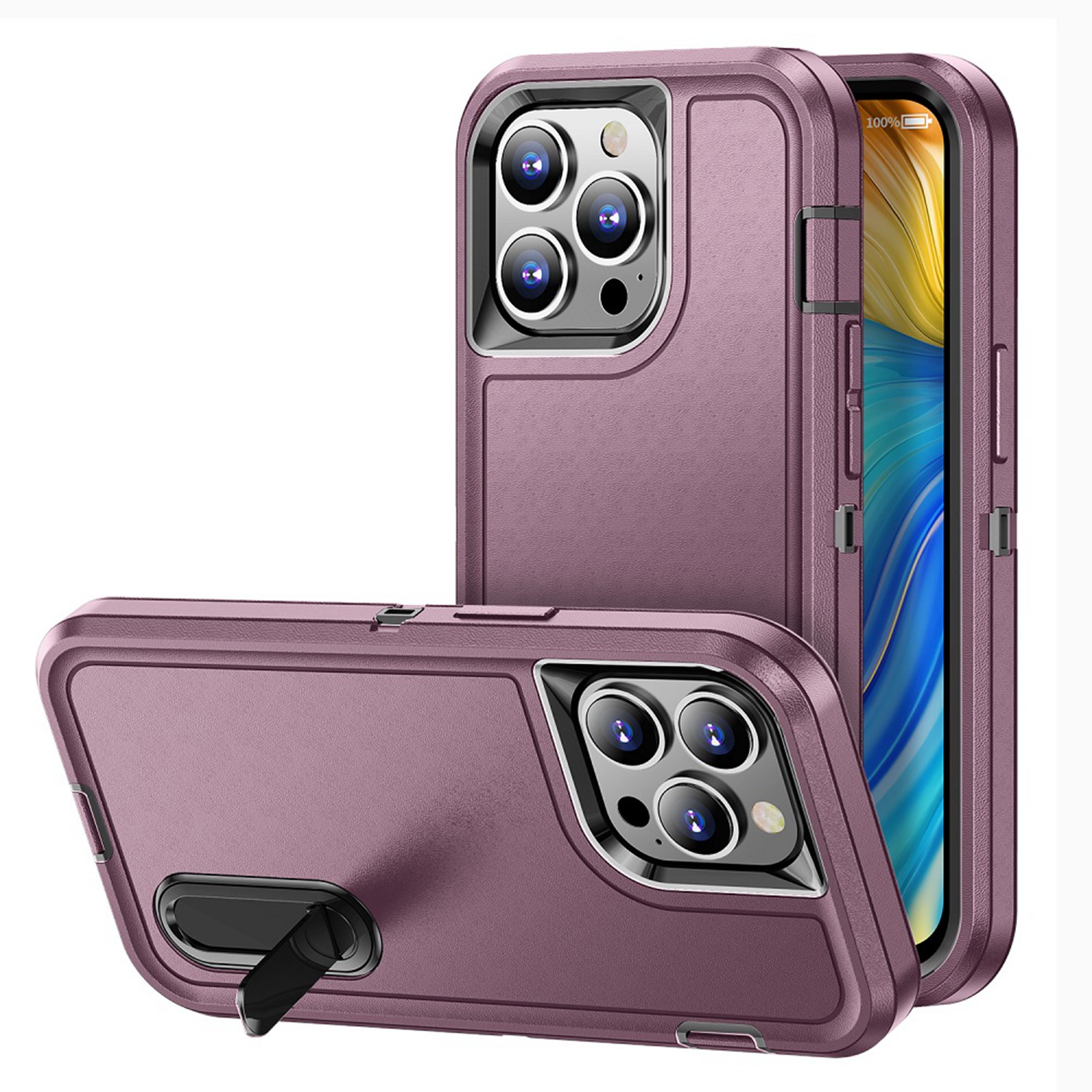 For Apple iPhone 11 (6.1") Hybrid PC Shockproof with Kickstand Hard Case Cover - Picture 11 of 49