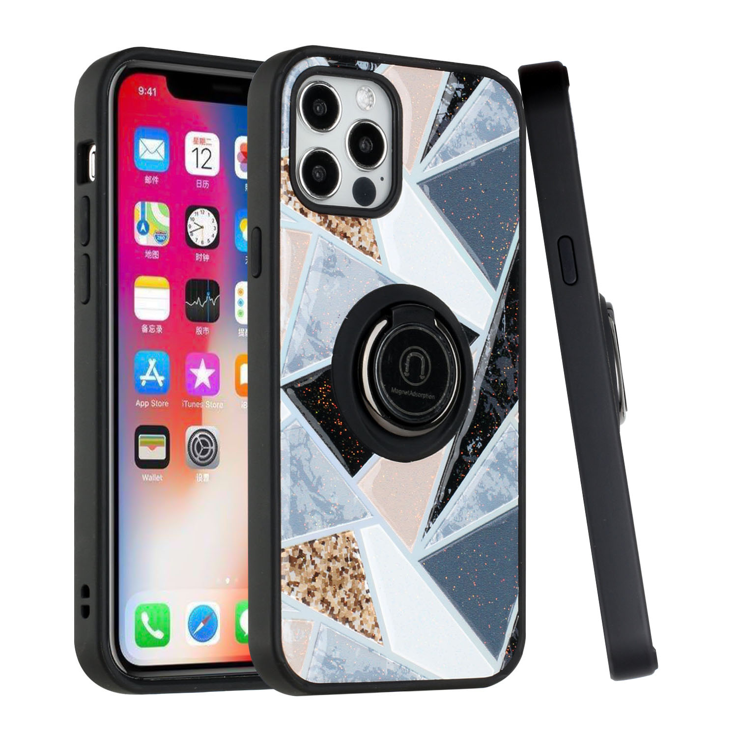 For Apple iPhone 11 /6.1" Marble Design with Ring Kickstand Hybrid Case Cover - Picture 14 of 27
