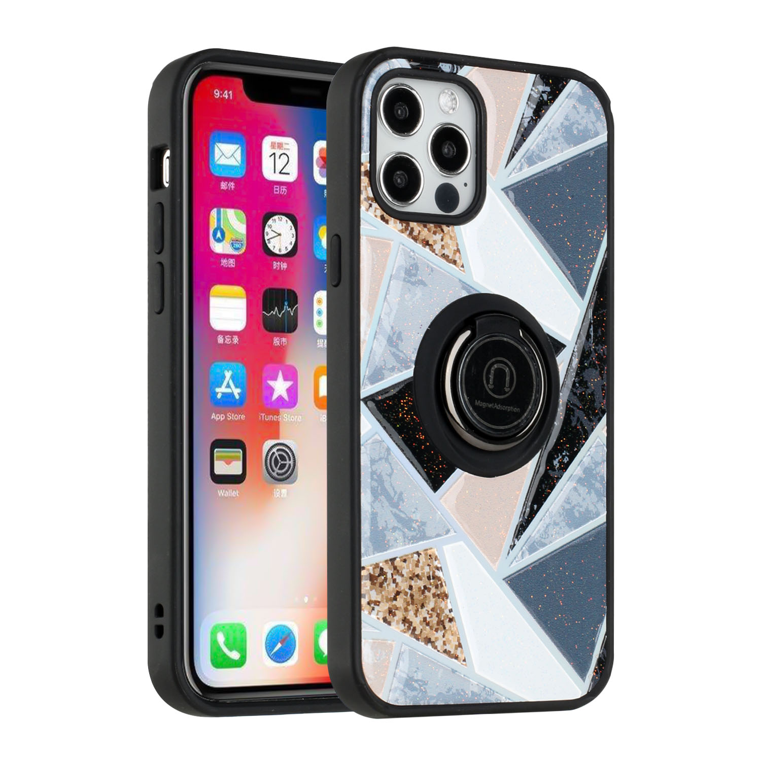 For Apple iPhone 11 /6.1" Marble Design with Ring Kickstand Hybrid Case Cover - Picture 12 of 27