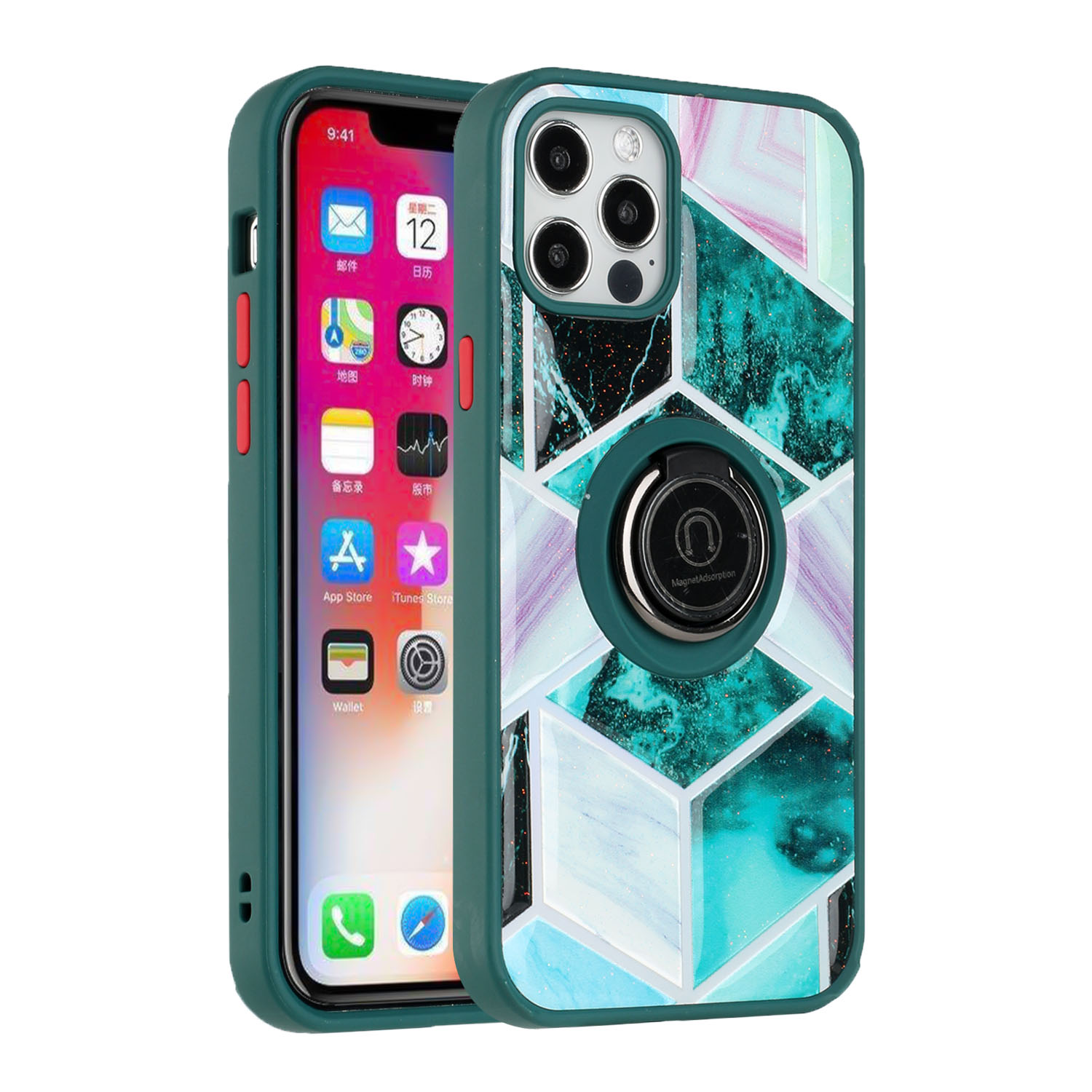 For Apple iPhone 11 /6.1" Marble Design with Ring Kickstand Hybrid Case Cover - Picture 16 of 27