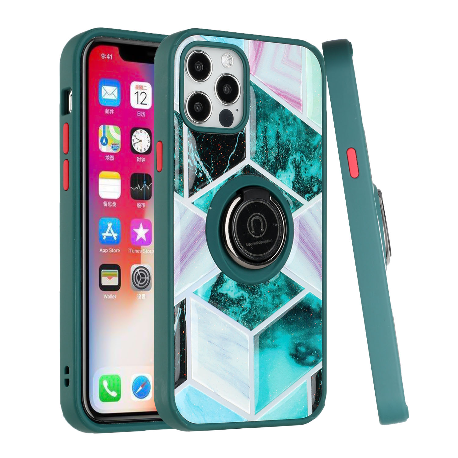 For Apple iPhone 11 /6.1" Marble Design with Ring Kickstand Hybrid Case Cover - Picture 18 of 27