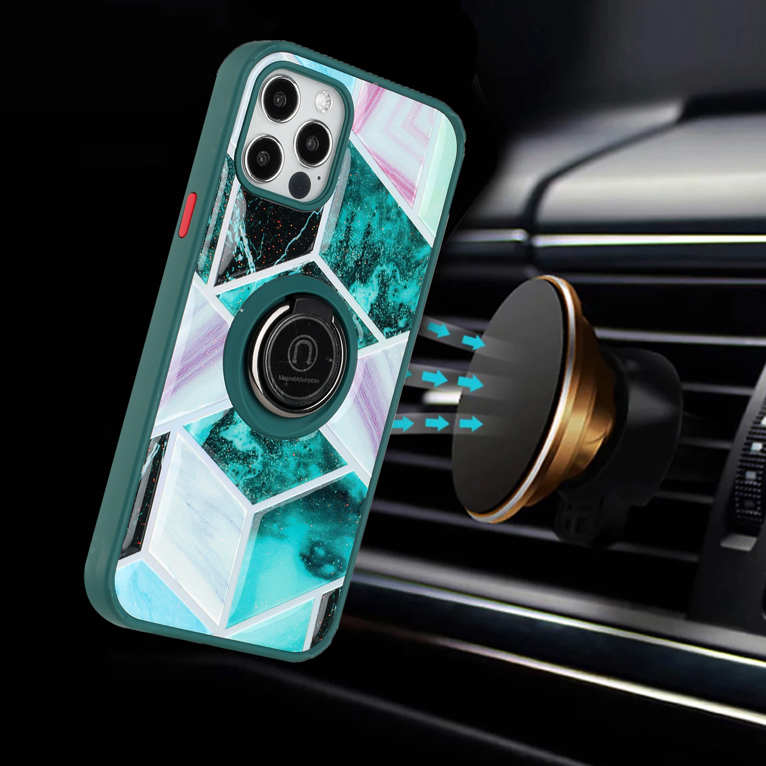 For Apple iPhone 11 /6.1" Marble Design with Ring Kickstand Hybrid Case Cover - Picture 19 of 27