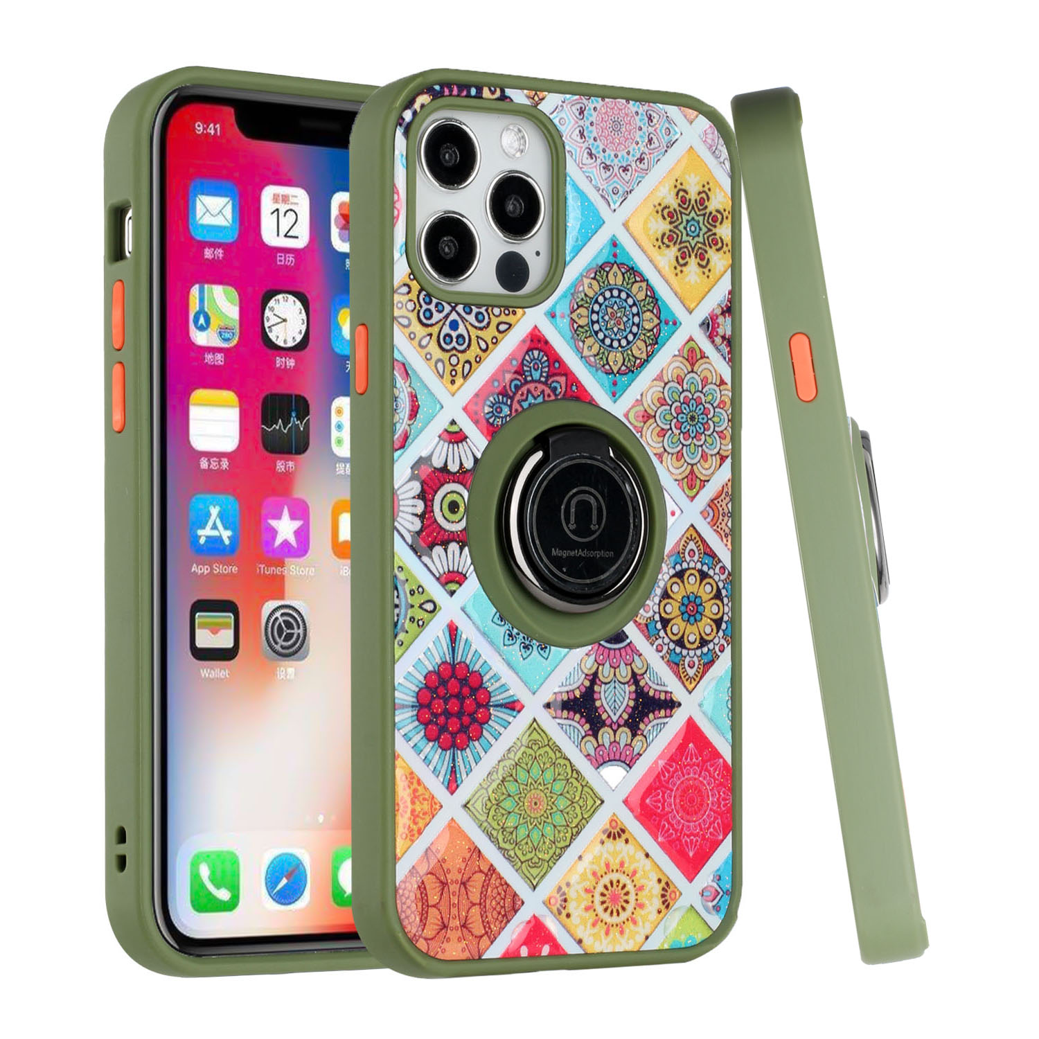 For Apple iPhone 11 /6.1" Marble Design with Ring Kickstand Hybrid Case Cover - Picture 22 of 27