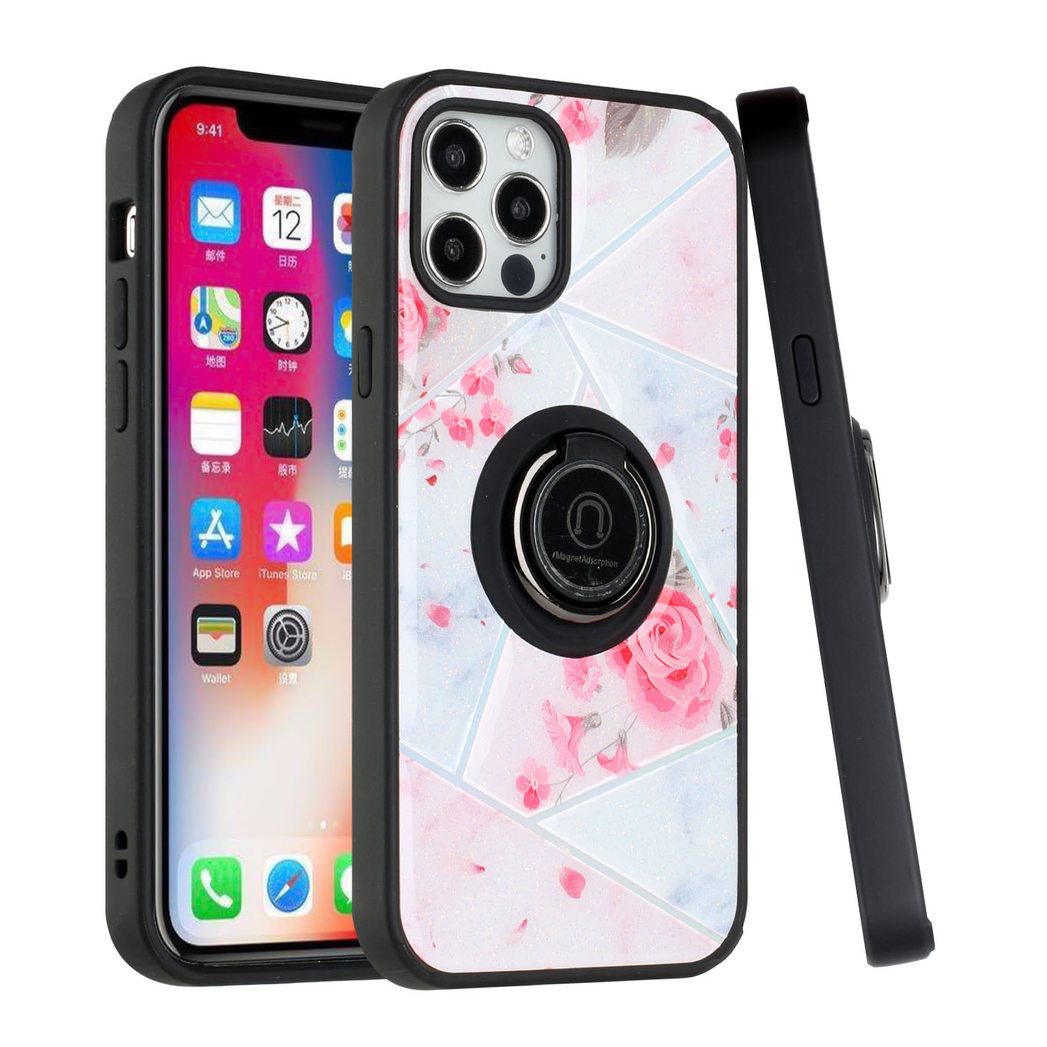 For Apple iPhone 11 /6.1" Marble Design with Ring Kickstand Hybrid Case Cover - Picture 26 of 27