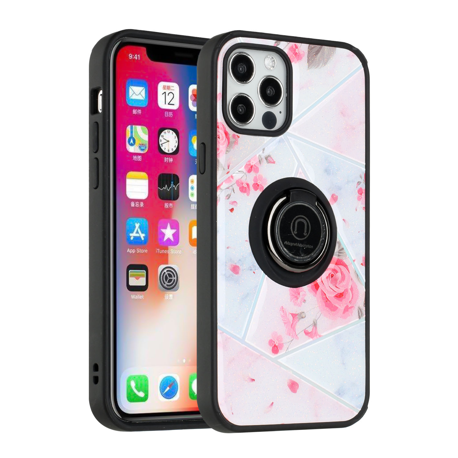 For Apple iPhone 11 /6.1" Marble Design with Ring Kickstand Hybrid Case Cover - Picture 24 of 27