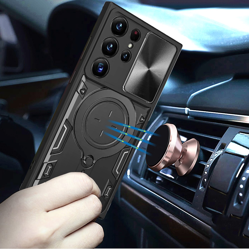 For iPhone 12 /12 Pro Hybrid Magnetic Circle 360° Ring Stand & Camera Case Cover - Picture 13 of 31