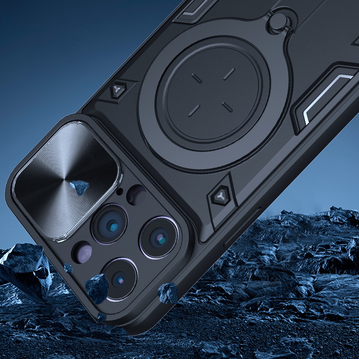 For iPhone 12 /12 Pro Hybrid Magnetic Circle 360° Ring Stand & Camera Case Cover - Picture 10 of 31