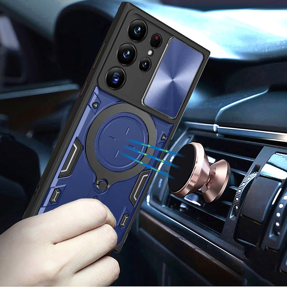 For iPhone 12 /12 Pro Hybrid Magnetic Circle 360° Ring Stand & Camera Case Cover - Picture 17 of 31
