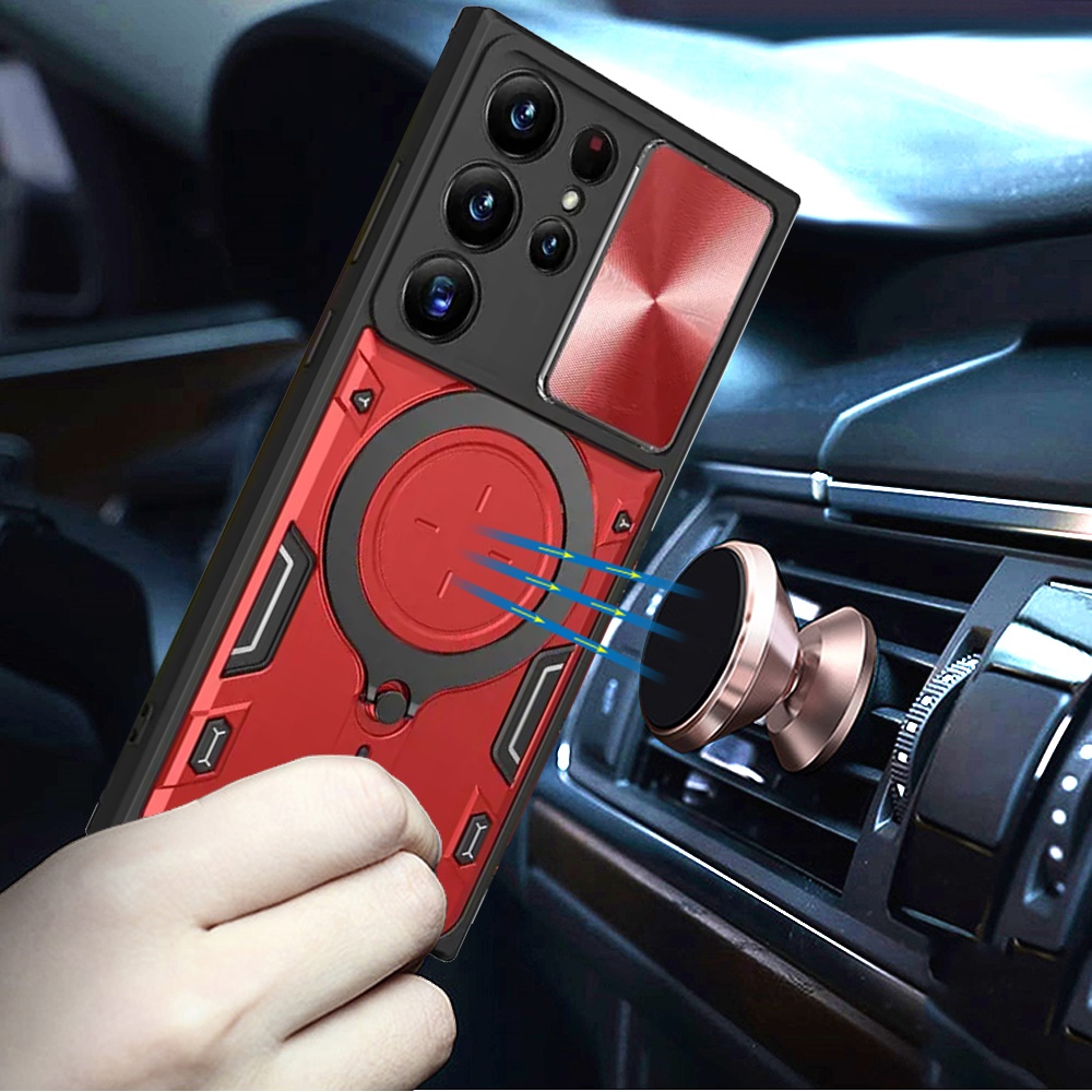 For iPhone 12 /12 Pro Hybrid Magnetic Circle 360° Ring Stand & Camera Case Cover - Picture 29 of 31