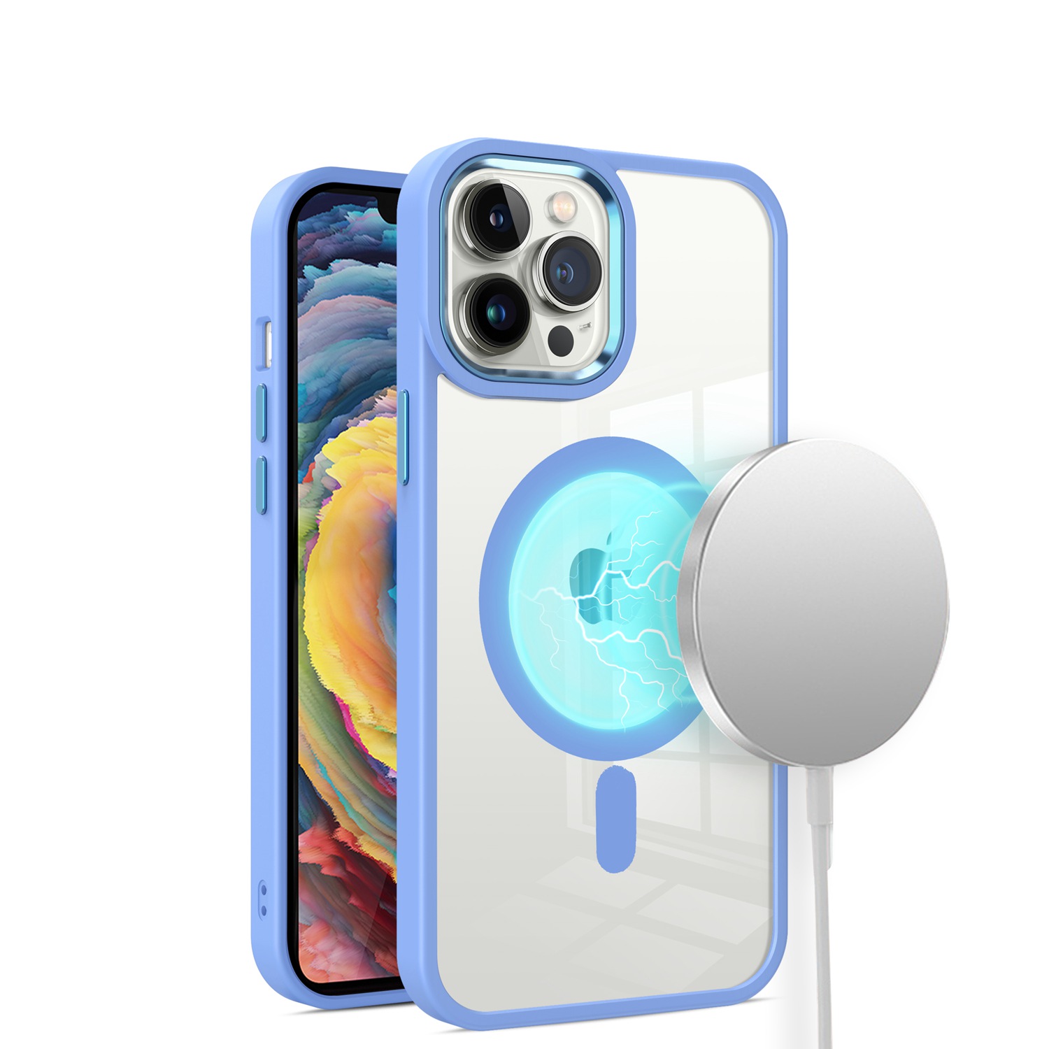 Für Apple iPhone 12 Pro Max MagSafe kompatibel klar TPU Farbe Rahmen Hülle Cover - Bild 24 von 28