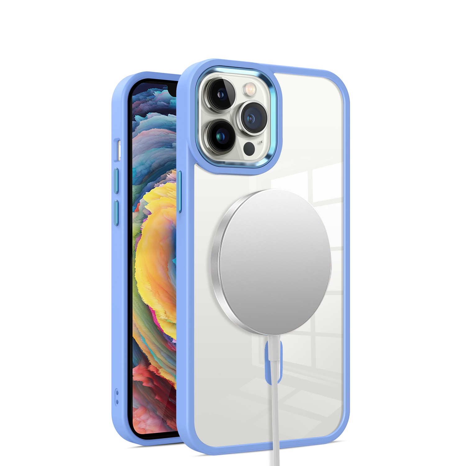 Für Apple iPhone 12 Pro Max MagSafe kompatibel klar TPU Farbe Rahmen Hülle Cover - Bild 27 von 28