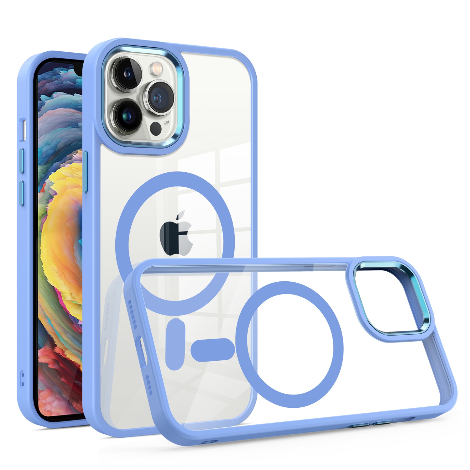 Für Apple iPhone 12 Pro Max MagSafe kompatibel klar TPU Farbe Rahmen Hülle Cover - Bild 25 von 28