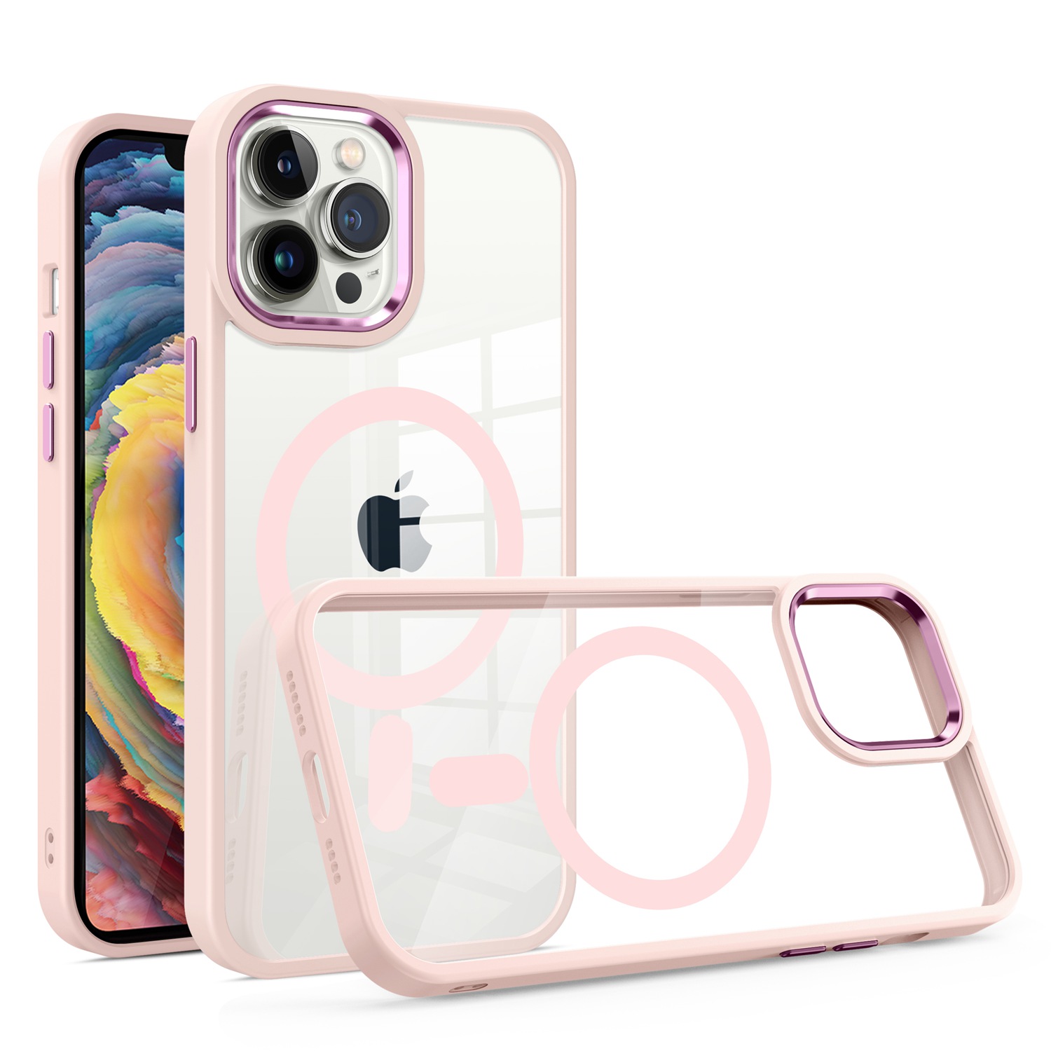 Für Apple iPhone 12 Pro Max MagSafe kompatibel klar TPU Farbe Rahmen Hülle Cover - Bild 19 von 28