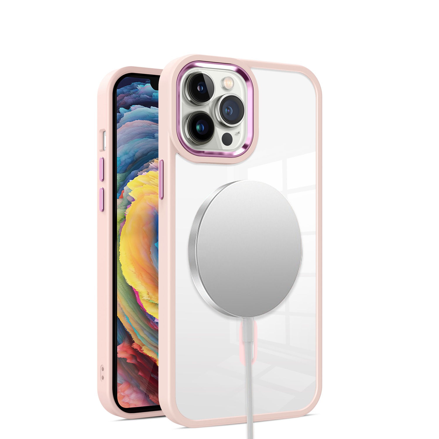 Für Apple iPhone 12 Pro Max MagSafe kompatibel klar TPU Farbe Rahmen Hülle Cover - Bild 20 von 28