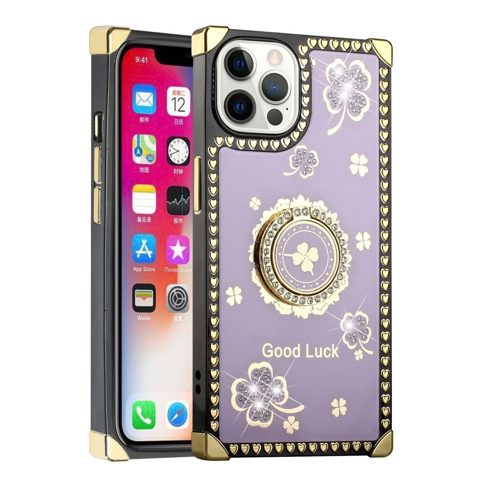 For Apple iPhone 13 /6.1" Fashion Corner Hearts Bling with Ring Stand Case Cover - Picture 14 of 37