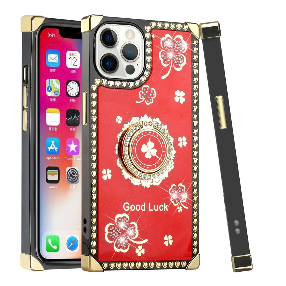 For Apple iPhone 13 /6.1" Fashion Corner Hearts Bling with Ring Stand Case Cover - Picture 22 of 37