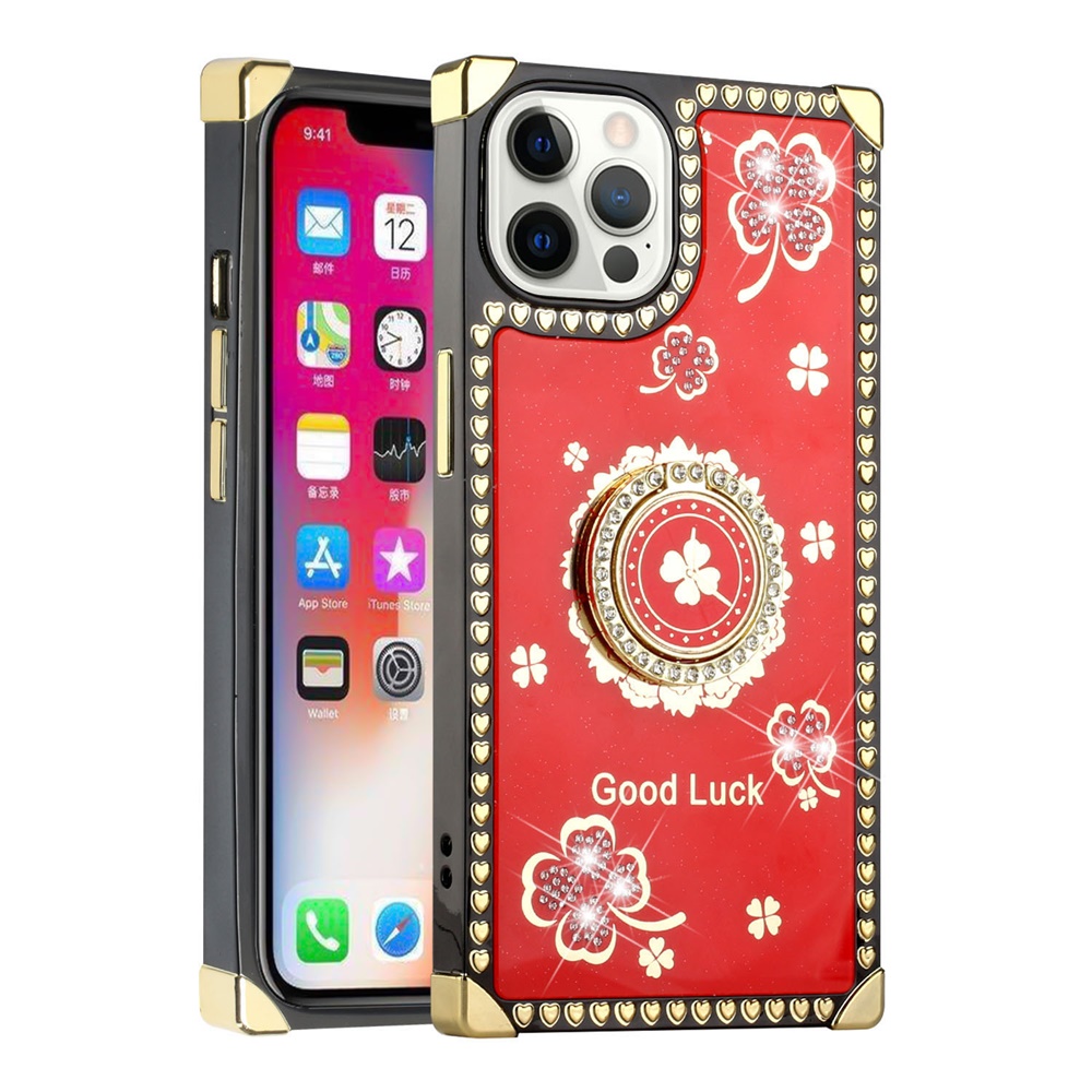 For Apple iPhone 13 /6.1" Fashion Corner Hearts Bling with Ring Stand Case Cover - Picture 20 of 37