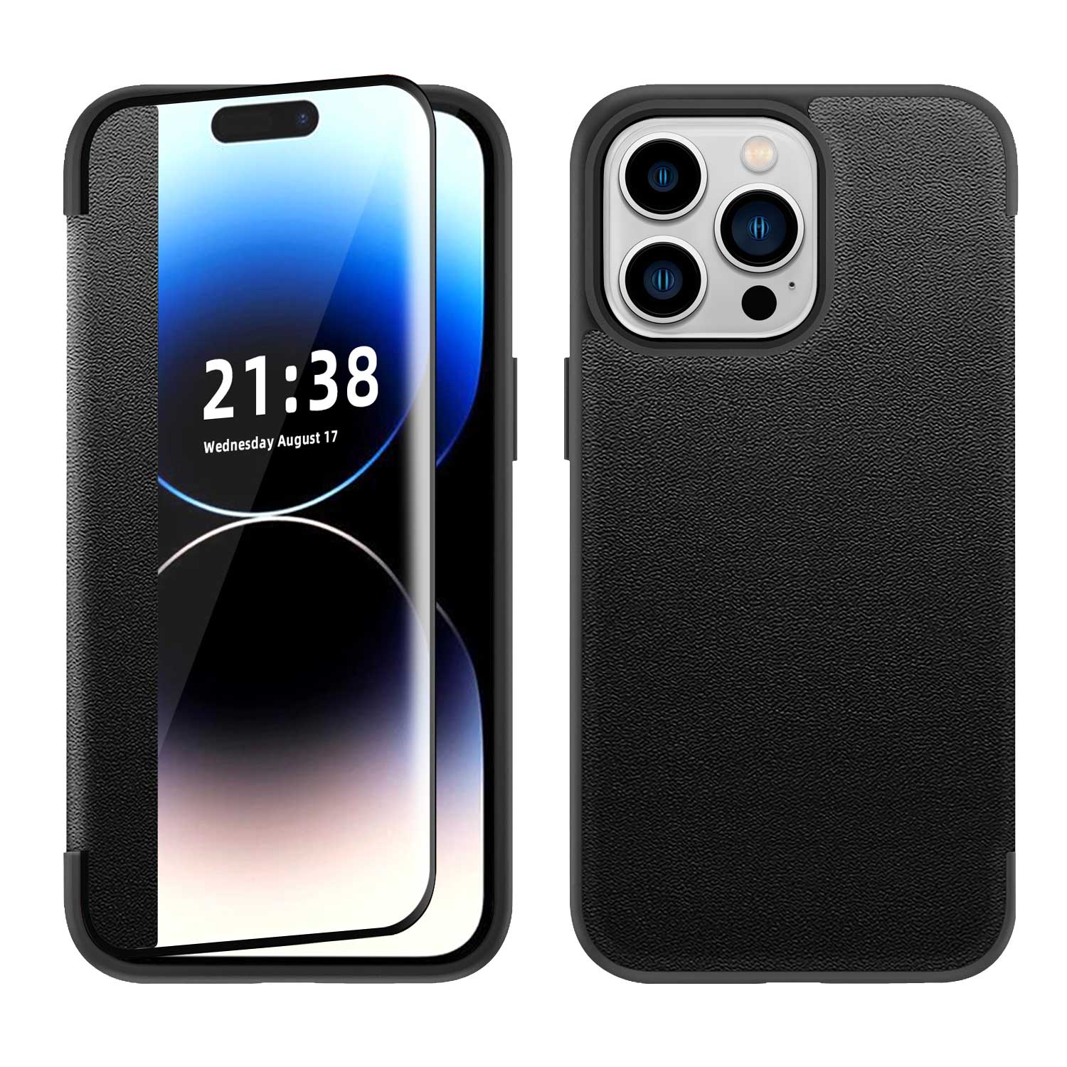 Funda protectora con solapa de cuero PU de visión transparente de cuero PU para Apple iPhone 13 Pro Max 6,7 - Imagen 6 de 11
