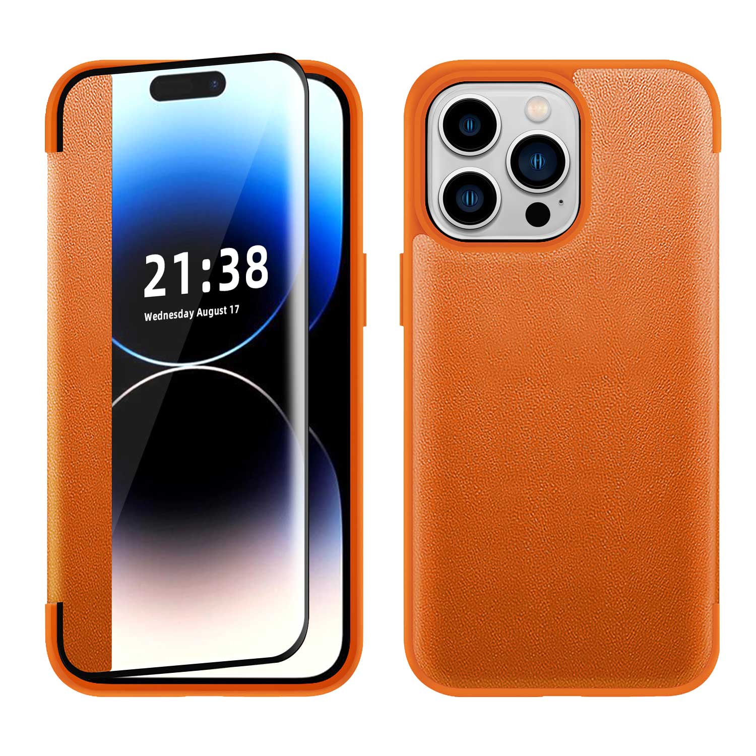 Funda protectora con solapa de cuero PU de visión transparente de cuero PU para Apple iPhone 13 Pro Max 6,7 - Imagen 10 de 11