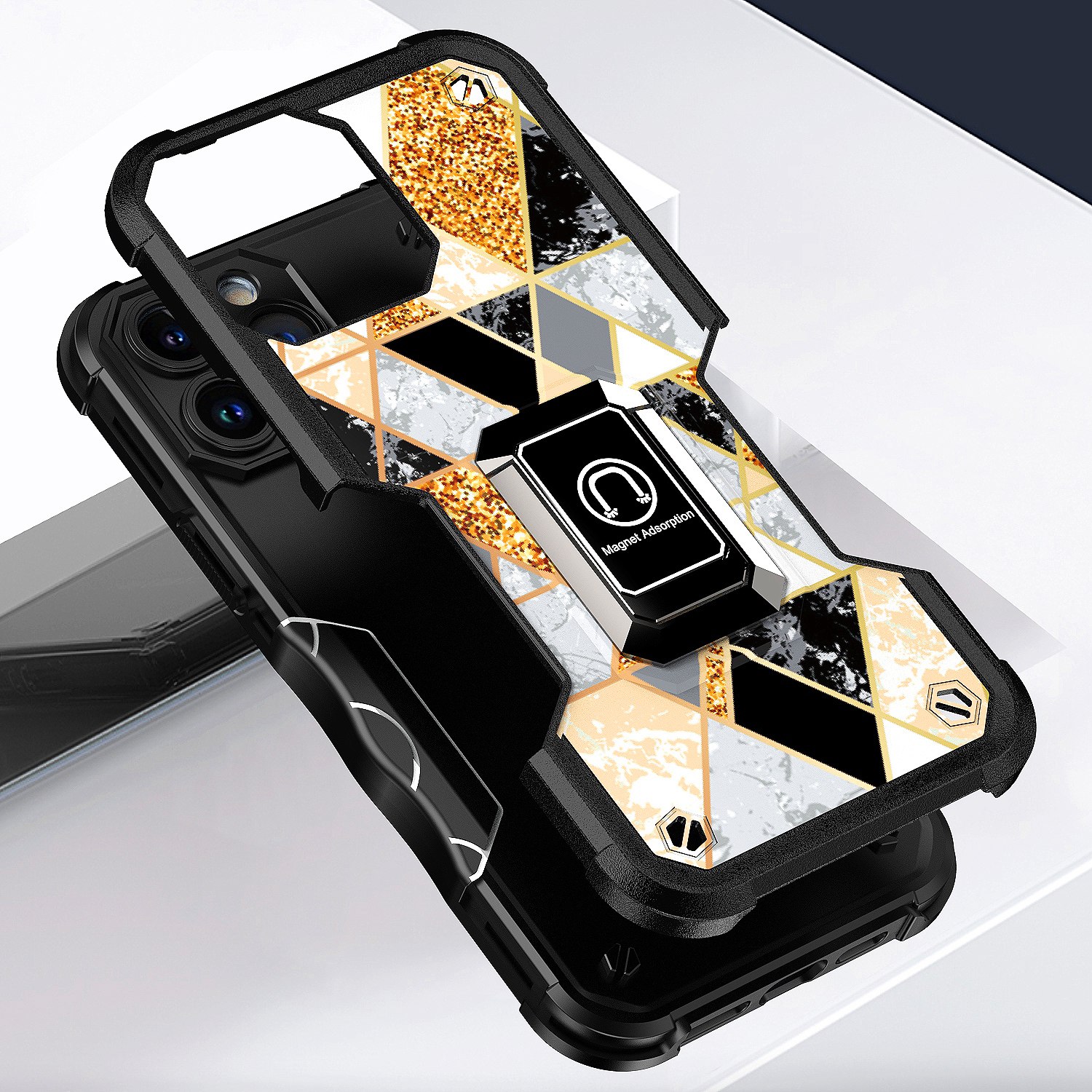 For Apple iPhone 14 Plus (6.7") Marble Design Hybrid Armor Ring Stand Case Cover - Picture 39 of 49