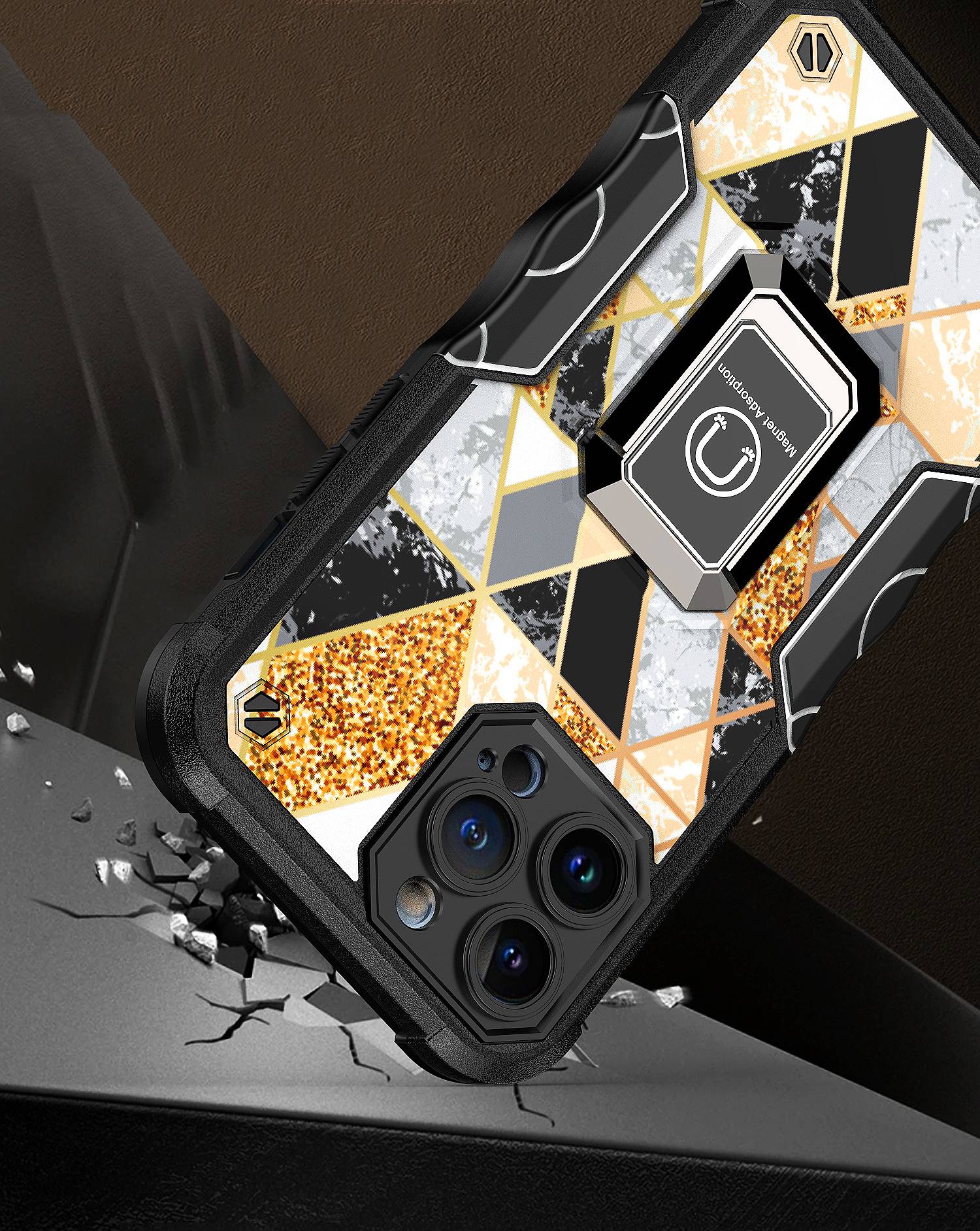 For Apple iPhone 14 Plus (6.7") Marble Design Hybrid Armor Ring Stand Case Cover - Picture 41 of 49