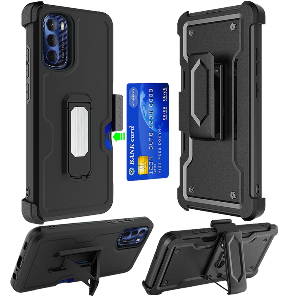 For Apple iPhone 14 Plus 6.7" Armor Belt Clip Card Slot Holster Stand Case Cover - Picture 12 of 40