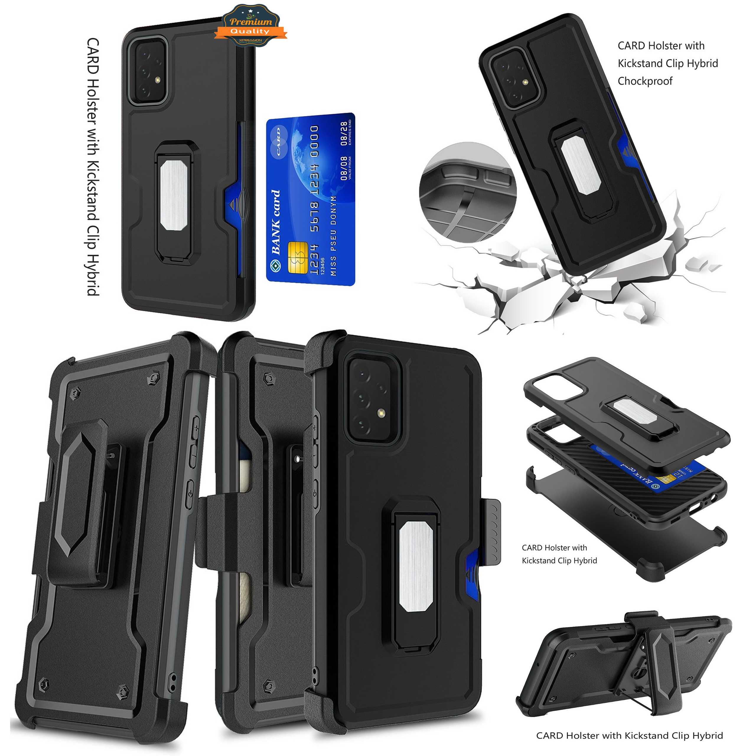 For Apple iPhone 14 Plus 6.7" Armor Belt Clip Card Slot Holster Stand Case Cover - Picture 11 of 40