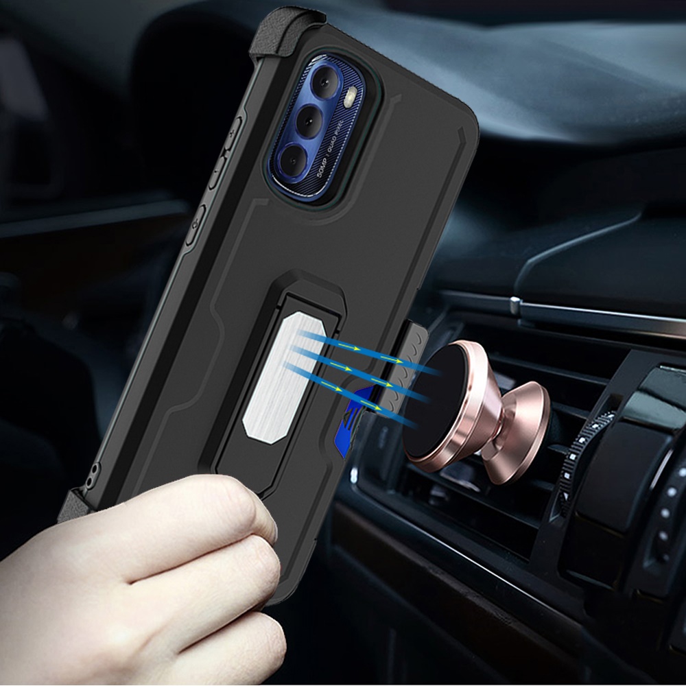 For Apple iPhone 14 Plus 6.7" Armor Belt Clip Card Slot Holster Stand Case Cover - Picture 15 of 40