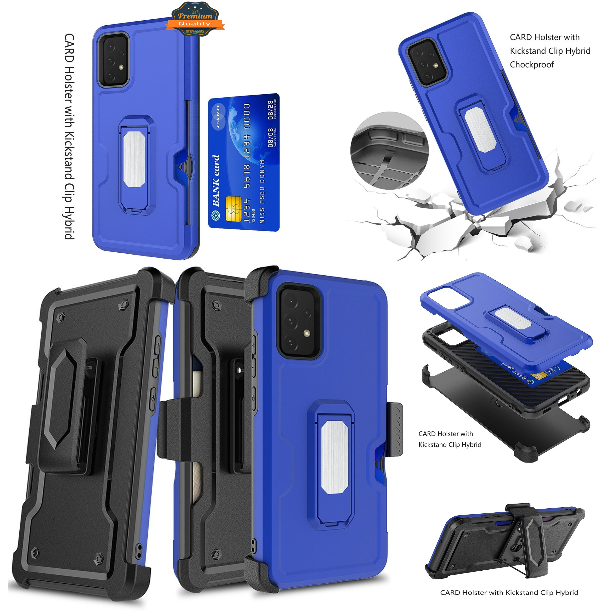 For Apple iPhone 14 Plus 6.7" Armor Belt Clip Card Slot Holster Stand Case Cover - Picture 21 of 40