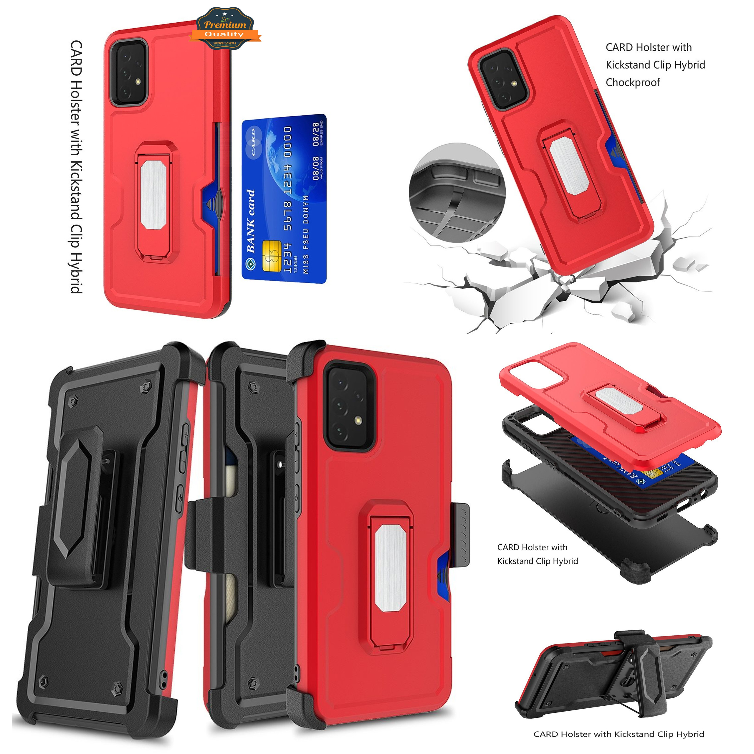 For Apple iPhone 14 Plus 6.7" Armor Belt Clip Card Slot Holster Stand Case Cover - Picture 31 of 40