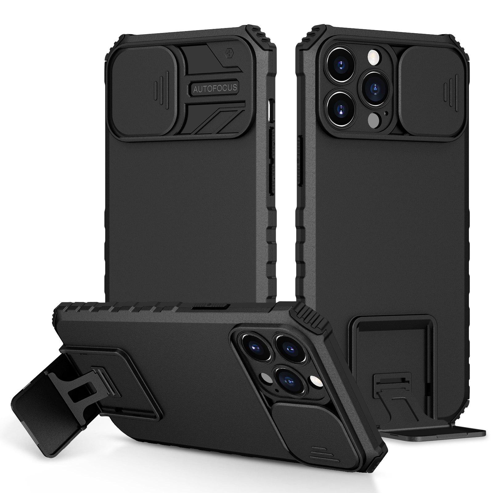 For Apple iPhone 14 Pro (6.1") Hybrid Hard Rubber Case w/ Stand & Camera Cover - Picture 6 of 17