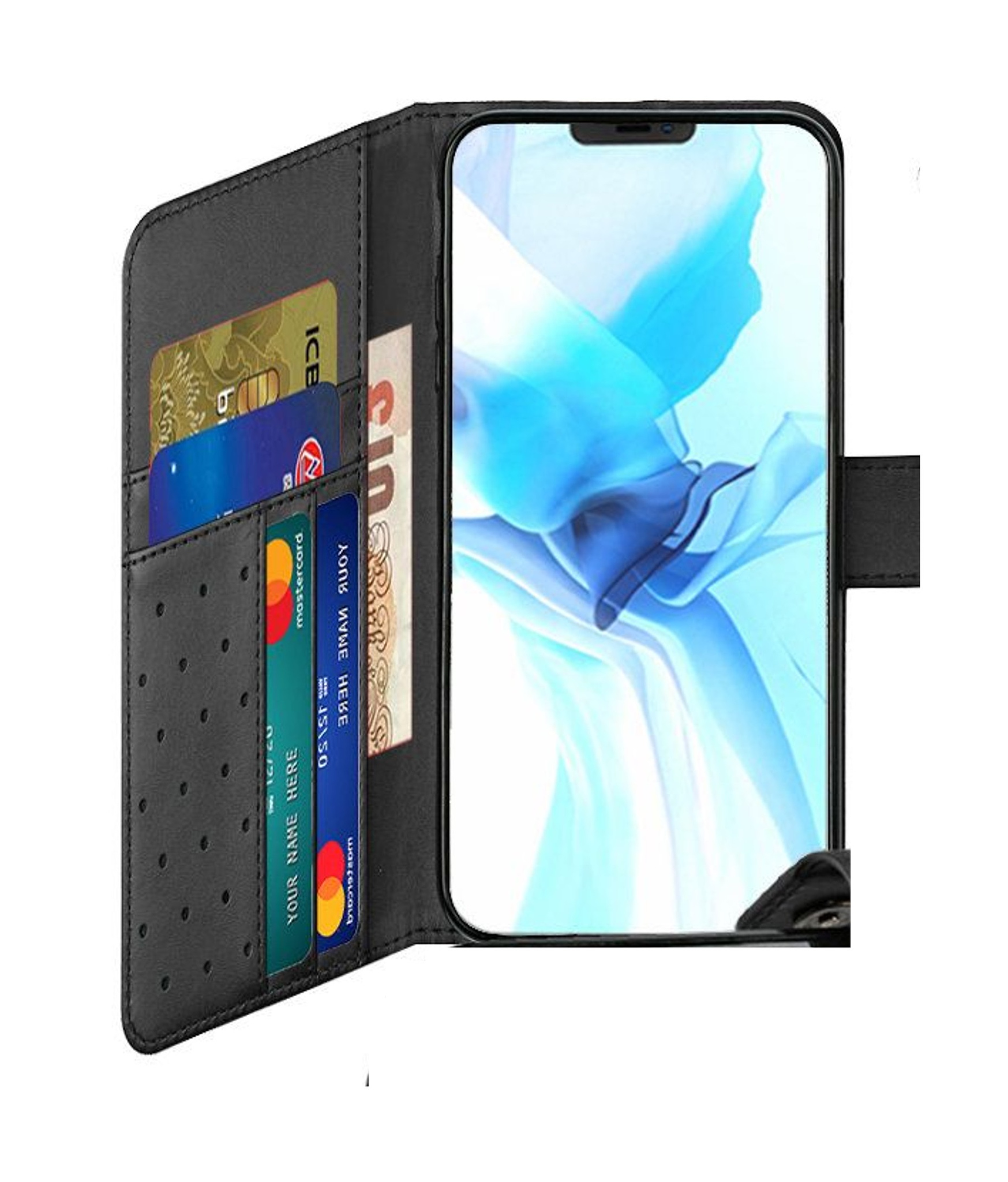 For iPhone 14 Pro (6.1") Wallet Case w/ Credit Card Holder Leather Pouch Cover - Picture 9 of 24