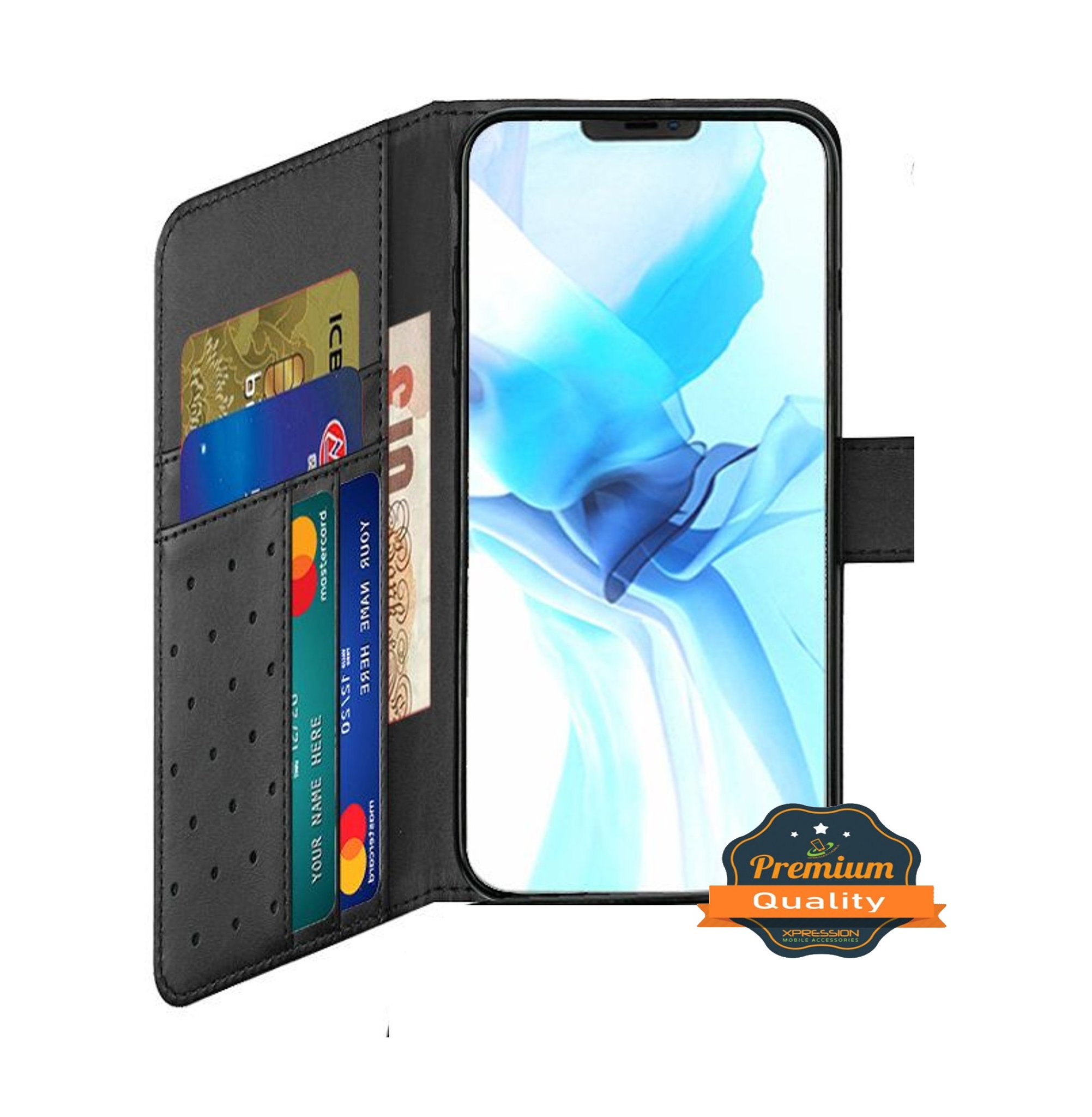For iPhone 14 Pro (6.1") Wallet Case w/ Credit Card Holder Leather Pouch Cover - Picture 8 of 24