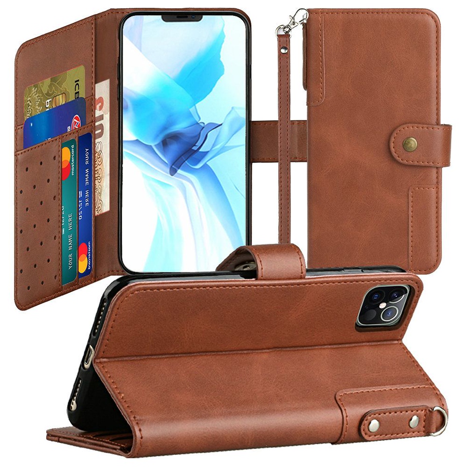 For iPhone 14 Pro (6.1") Wallet Case w/ Credit Card Holder Leather Pouch Cover - Picture 18 of 24
