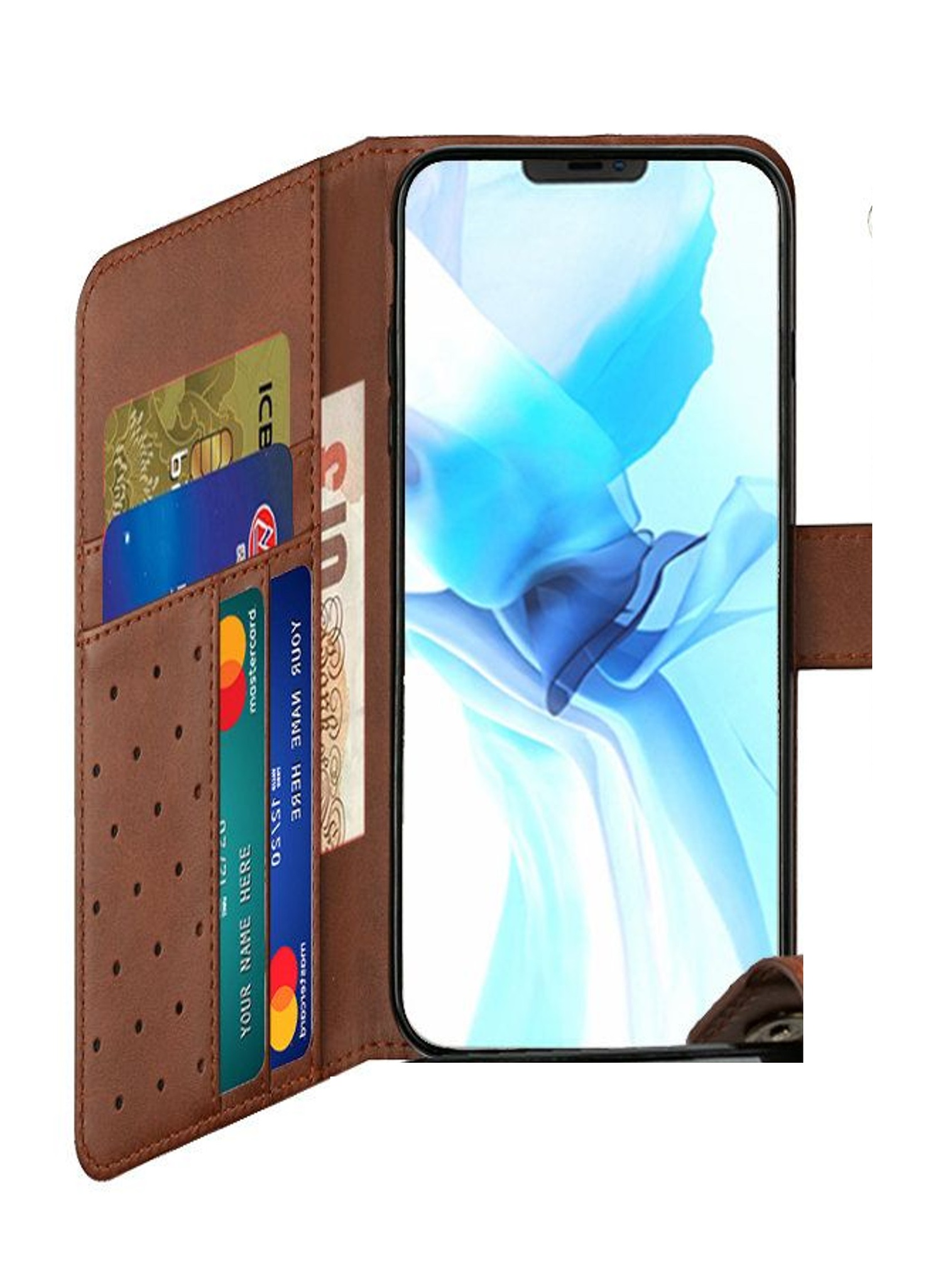 For iPhone 14 Pro (6.1") Wallet Case w/ Credit Card Holder Leather Pouch Cover - Picture 15 of 24