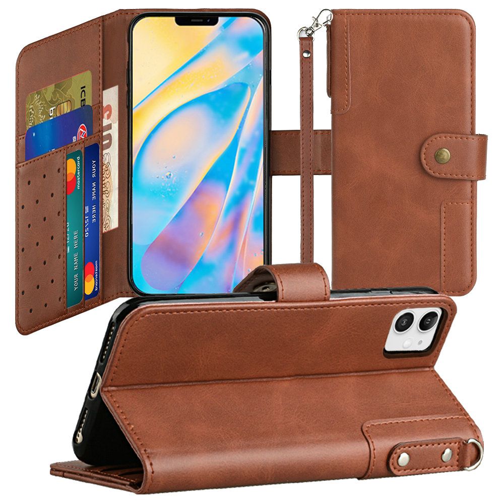 For iPhone 14 Pro (6.1") Wallet Case w/ Credit Card Holder Leather Pouch Cover - Picture 13 of 24