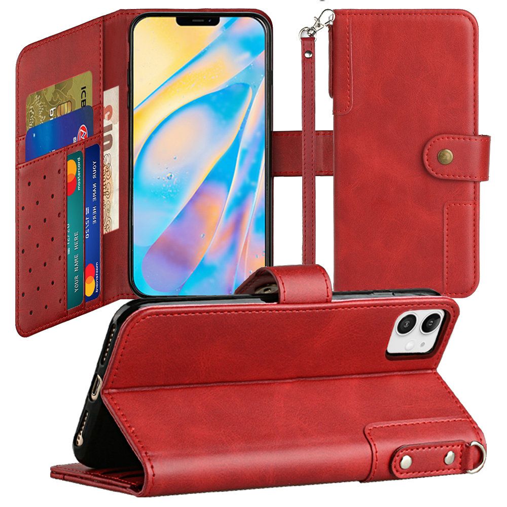 For iPhone 14 Pro (6.1") Wallet Case w/ Credit Card Holder Leather Pouch Cover - Picture 19 of 24