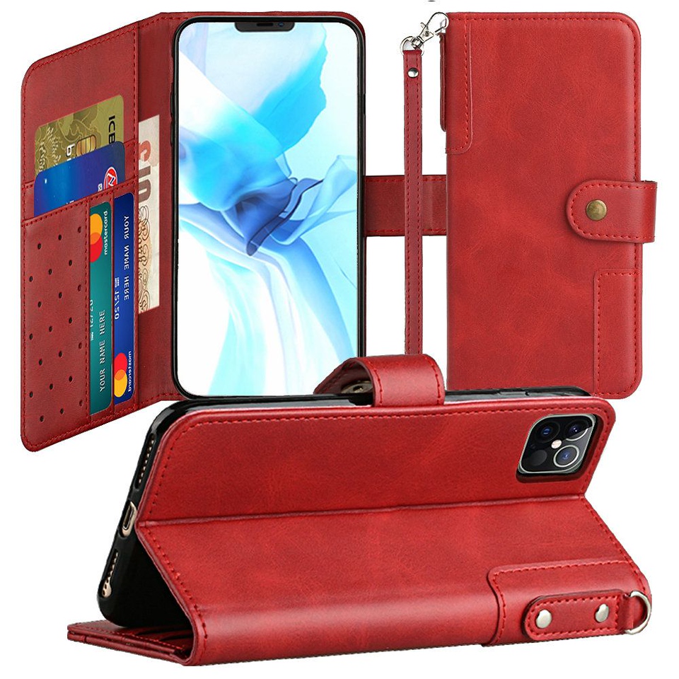 For iPhone 14 Pro (6.1") Wallet Case w/ Credit Card Holder Leather Pouch Cover - Picture 24 of 24