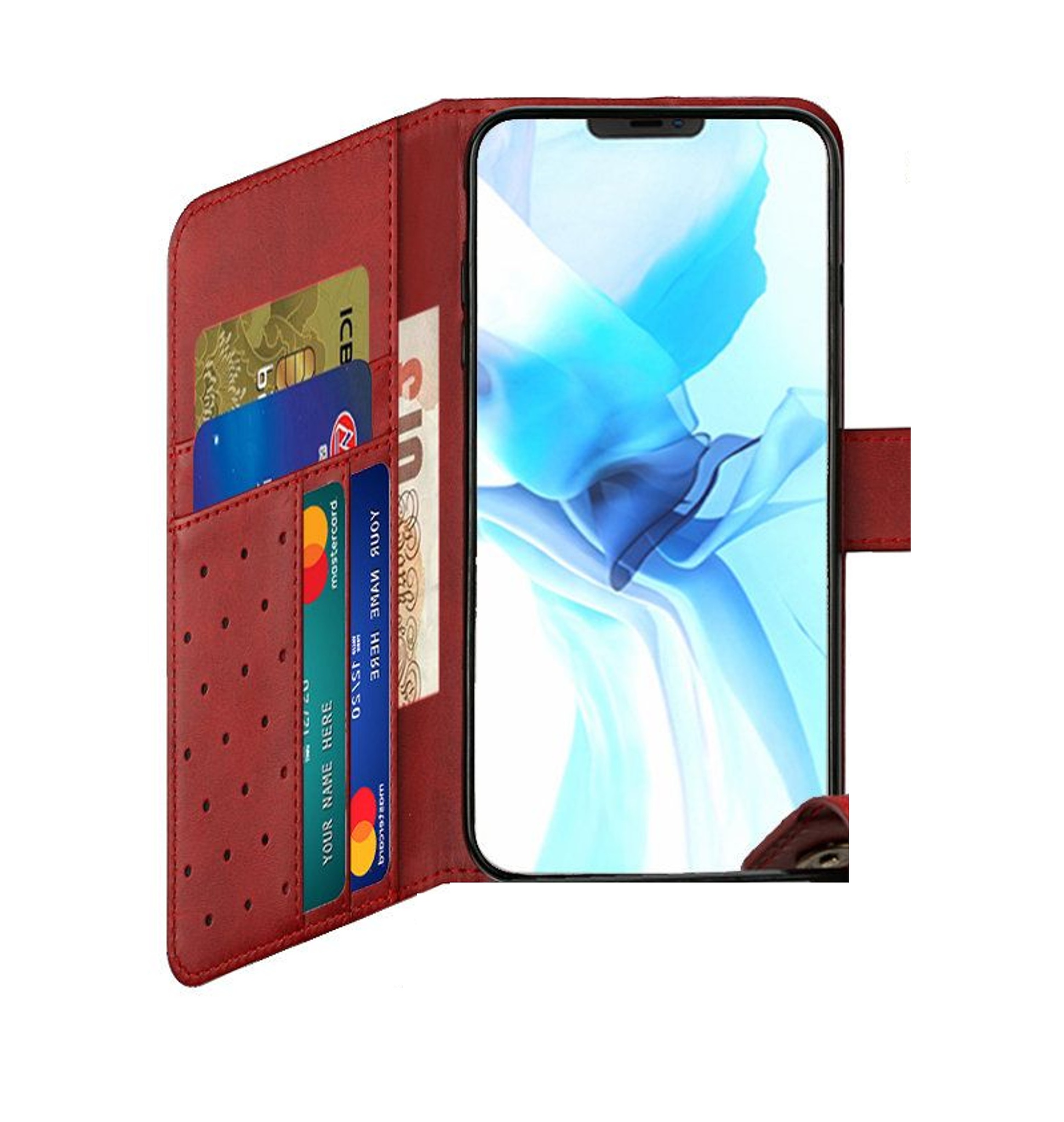 For iPhone 14 Pro (6.1") Wallet Case w/ Credit Card Holder Leather Pouch Cover - Picture 21 of 24