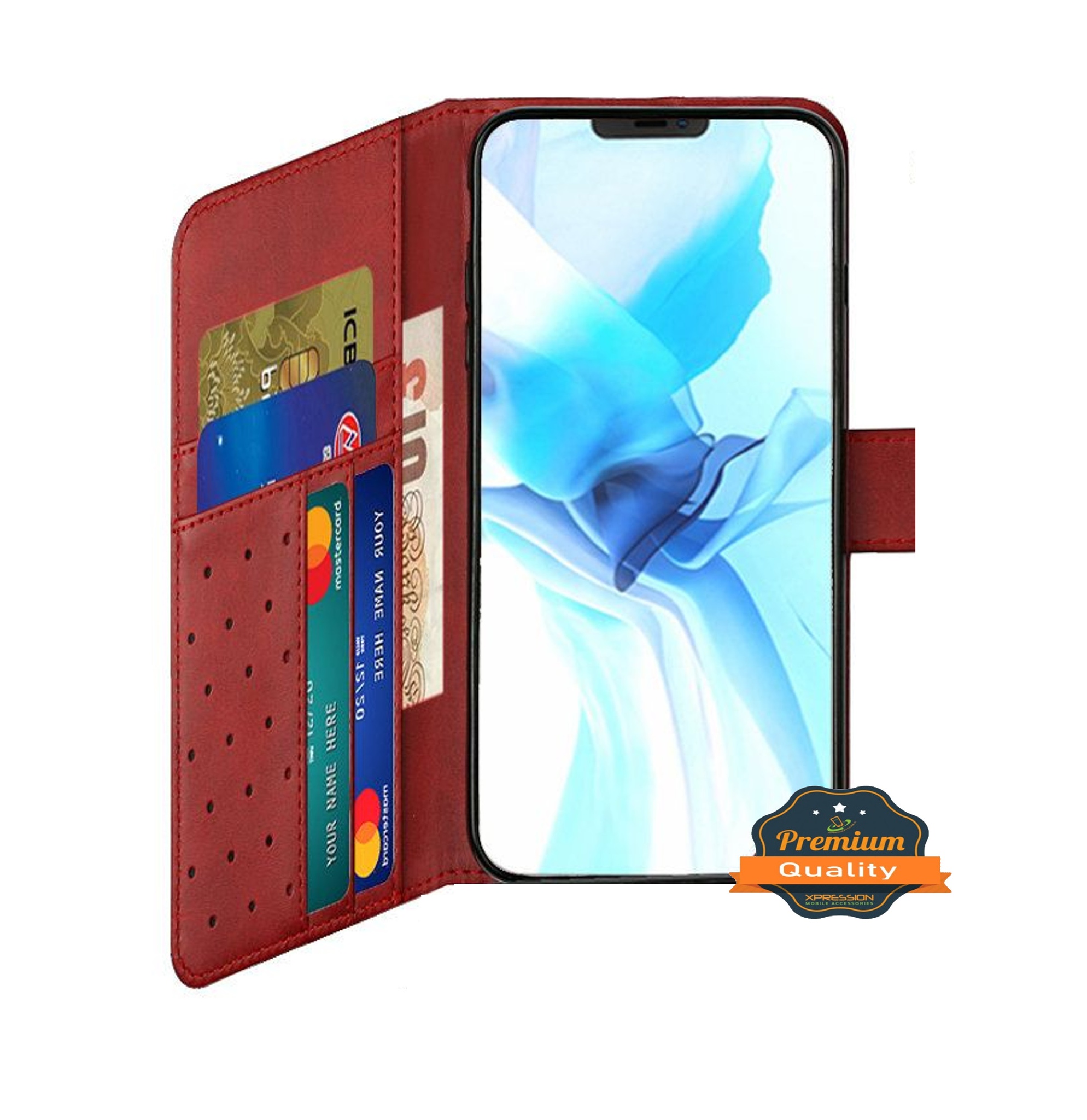 For iPhone 14 Pro (6.1") Wallet Case w/ Credit Card Holder Leather Pouch Cover - Picture 20 of 24