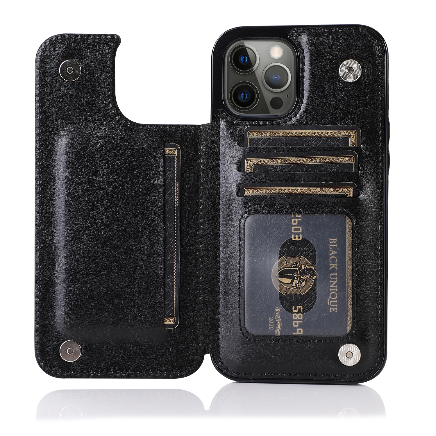 For Apple iPhone 14 Pro (6.1") Wallet Leather Card Back Storage Flip Case Cover - Photo 12 sur 97