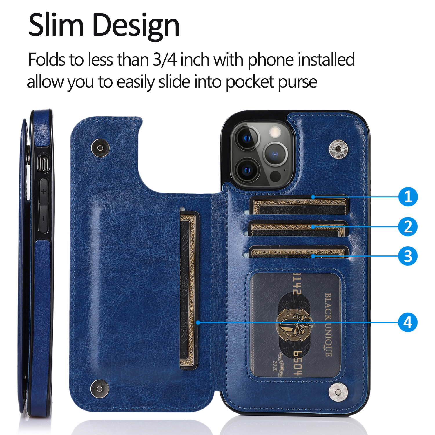 For Apple iPhone 14 Pro (6.1") Wallet Leather Card Back Storage Flip Case Cover - Photo 33 sur 97