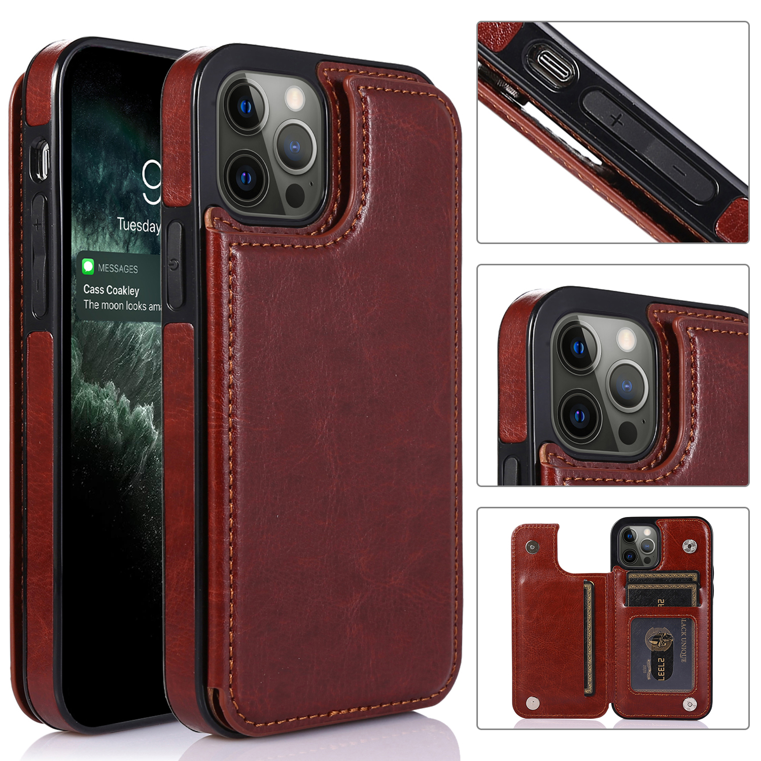 For Apple iPhone 14 Pro (6.1") Wallet Leather Card Back Storage Flip Case Cover - Photo 17 sur 97