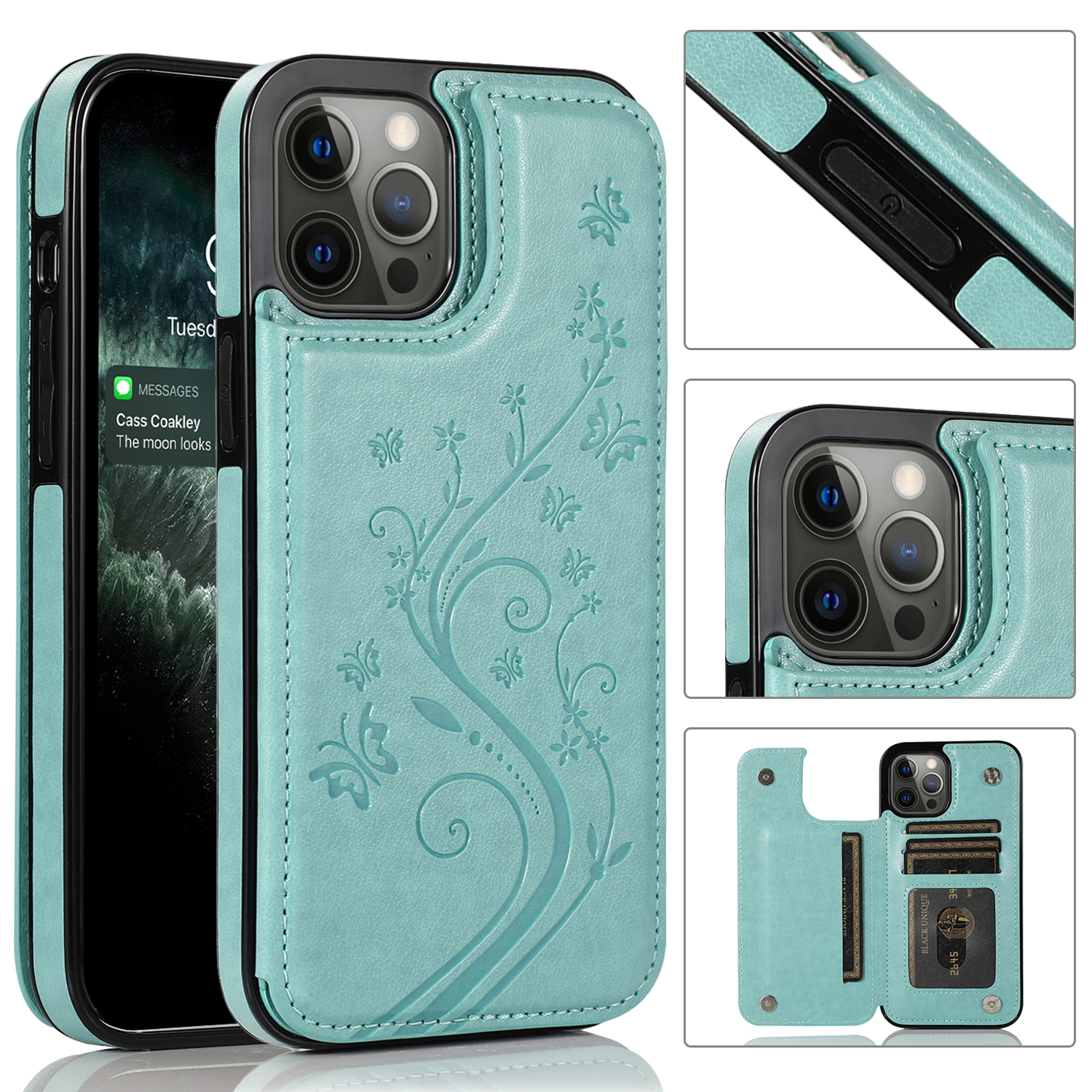 For Apple iPhone 14 Pro (6.1") Wallet Leather Card Back Storage Flip Case Cover - Photo 61 sur 97