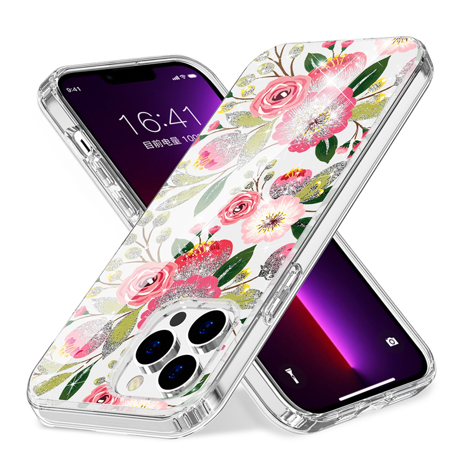 For Apple iPhone 14 Pro (6.1") Beautiful Glitter Hybrid Hard PC TPU Case Cover - Picture 11 of 42