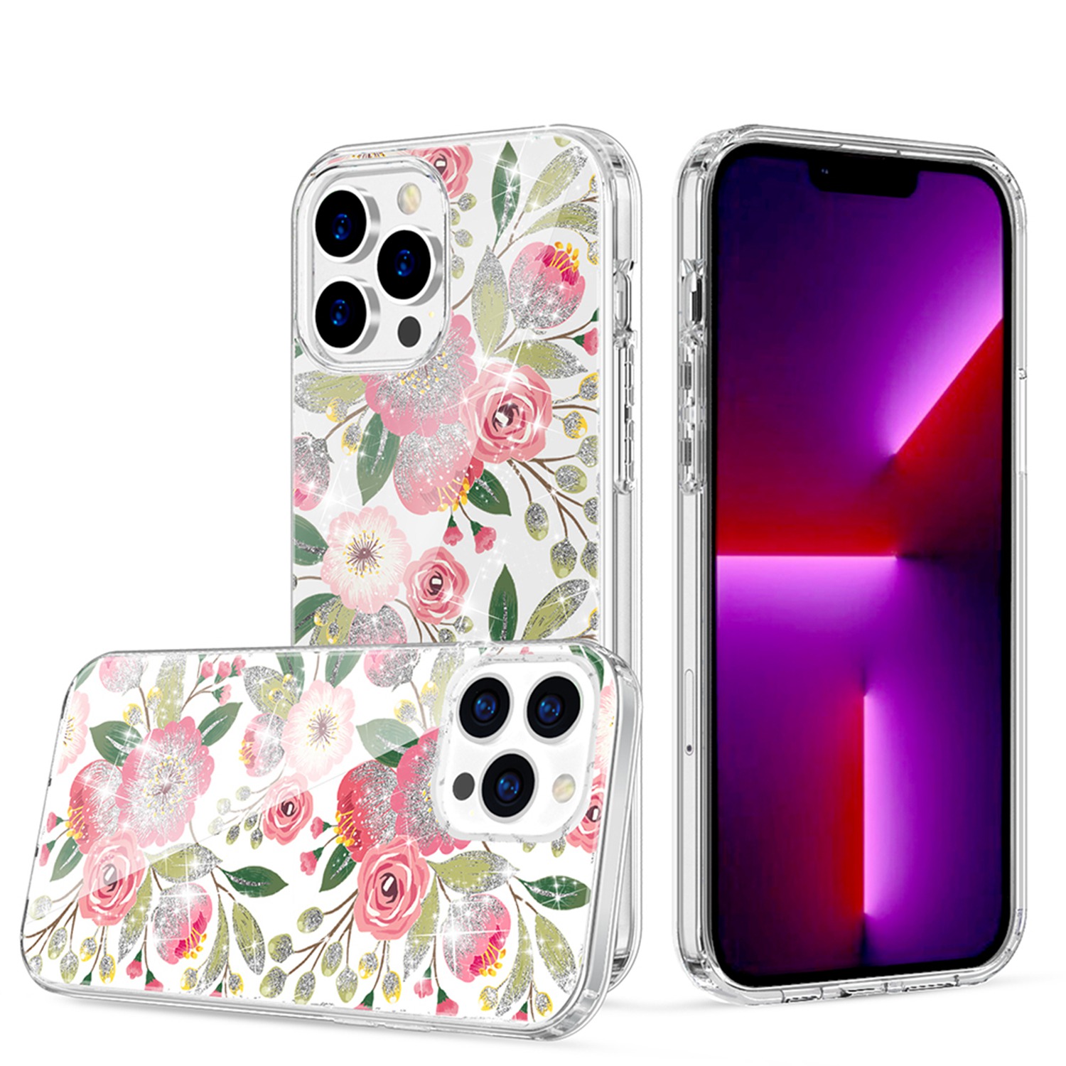 For Apple iPhone 14 Pro (6.1") Beautiful Glitter Hybrid Hard PC TPU Case Cover - Picture 12 of 42
