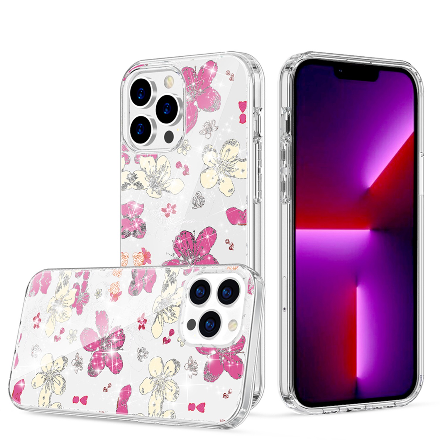 For Apple iPhone 14 Pro (6.1") Beautiful Glitter Hybrid Hard PC TPU Case Cover - Picture 28 of 42