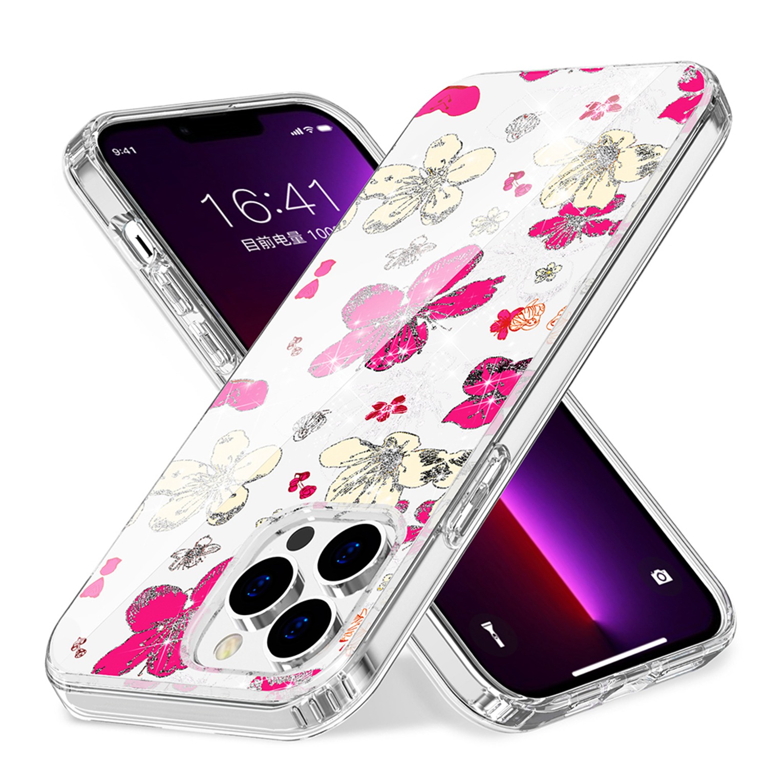 For Apple iPhone 14 Pro (6.1") Beautiful Glitter Hybrid Hard PC TPU Case Cover - Picture 27 of 42